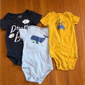 Jumping Beans Navy, Light Blue, and Yellow Bodysuits Set